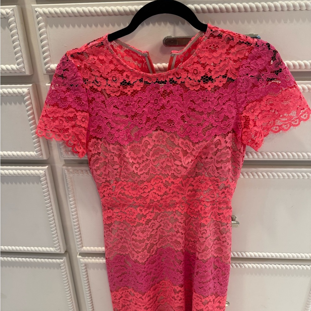 Shoshanna Coral and Pink Lace Dress